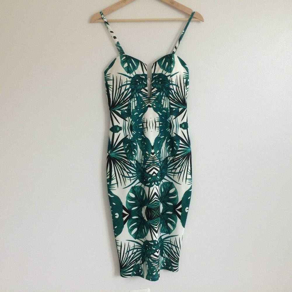 Tiger Mist Bodycon Green Tropical Resort Dress